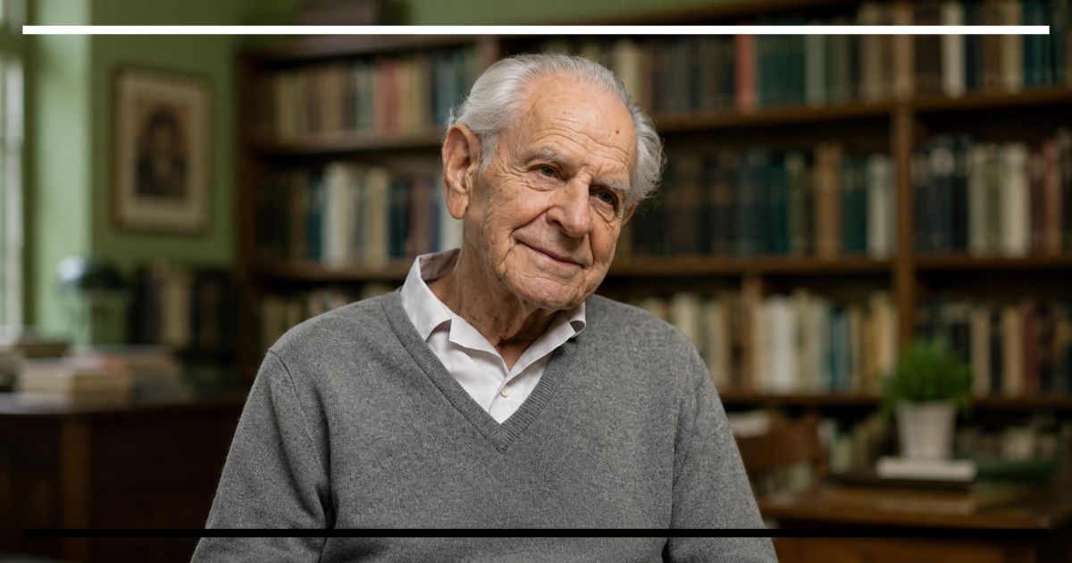 Karl Popper, filósofo austríaco-britânico, criador do conceito de falsificabilidade, em seu escritório.